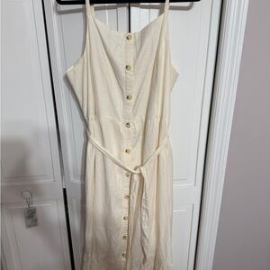 Old Navy Cream Button-Down Midi Dress